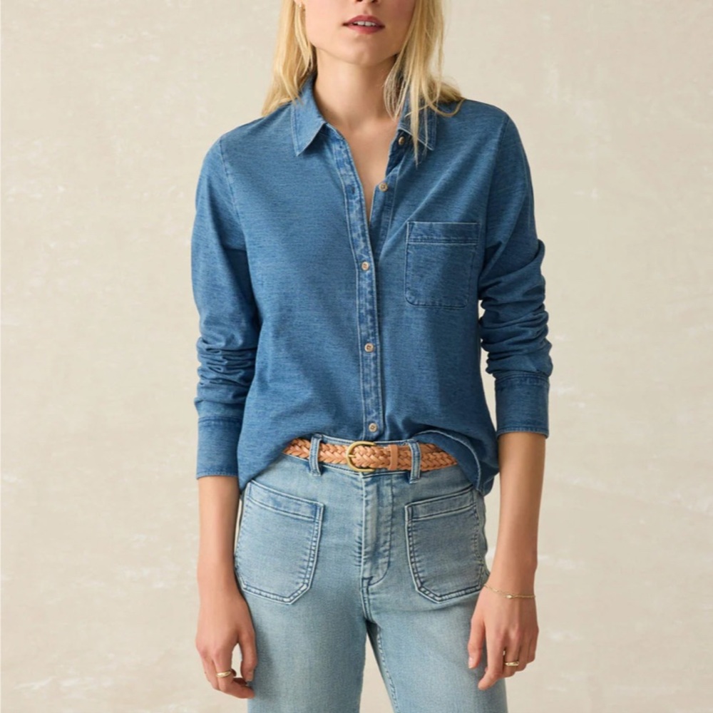 Faherty Blue Button Down Shirt